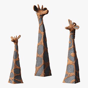 3D Sculpture in Clay Giraffes