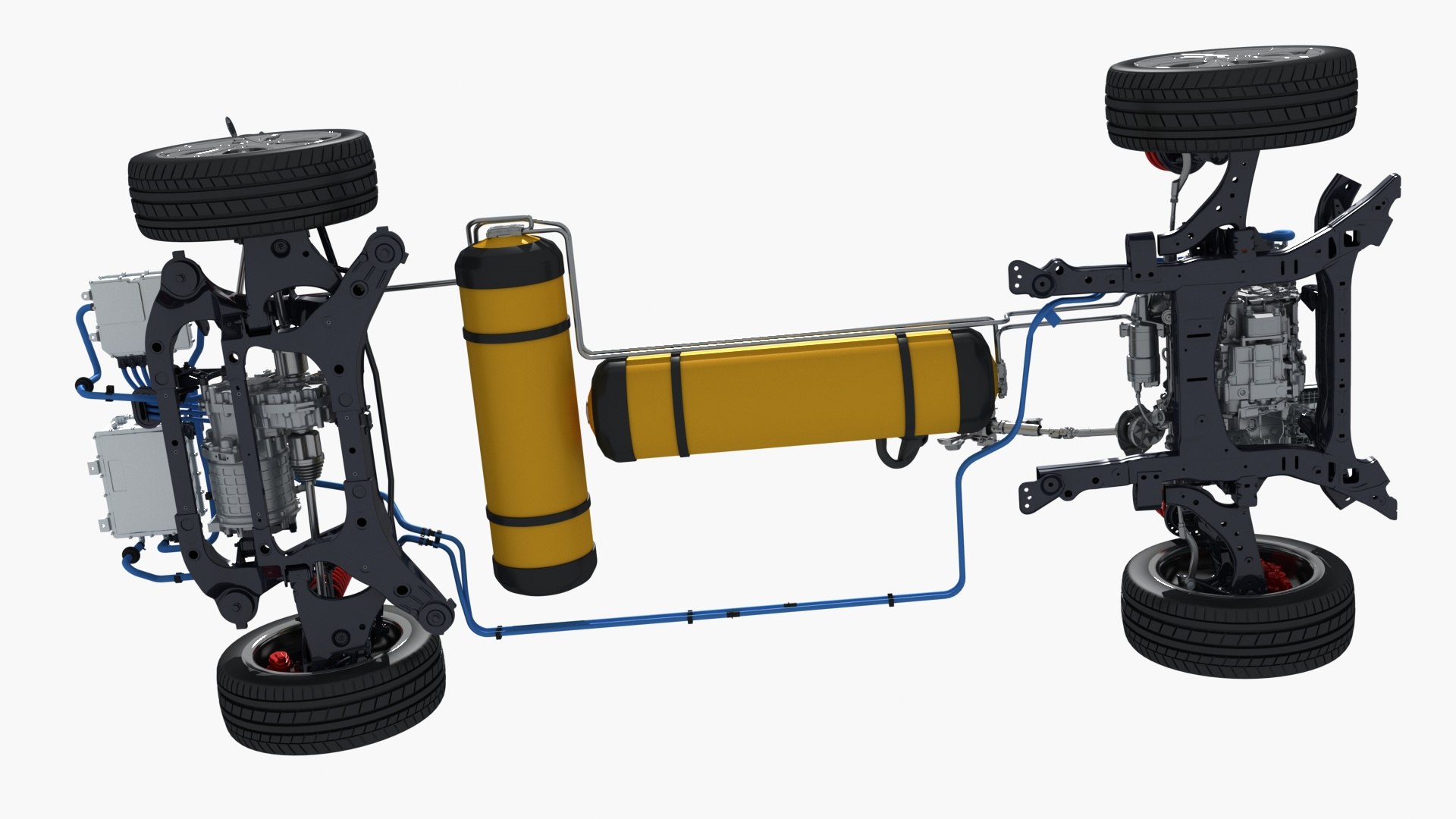 Electric Car Chassis X-Ray And Hydrogen Car Chassis X-Ray 3D ...