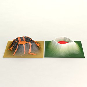 3ds cartoon volcanoes toon