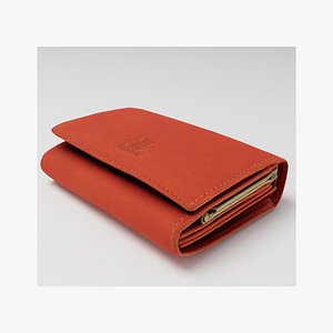 Orange leather wallet purse or pouch