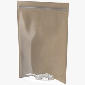 3D model Zipper Kraft Paper Bag with Transparent Front 300 g Mockup