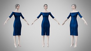 Dress 14 Indigo Velvet With Design
