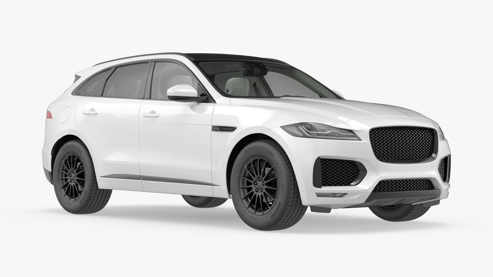 Premium Midsize SUV White Simplified 3D model preview