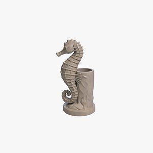 3D Seahorse Pen Holder Coastal Charm Desk Organizer STL File 3D Printable File