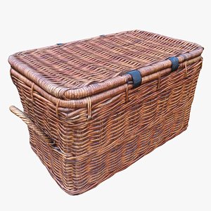 3D retopology wicker storage trunk model