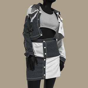 3D Female Denim Skirt