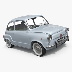 3D model Fiat 600 Retro Coupe Light Blue
