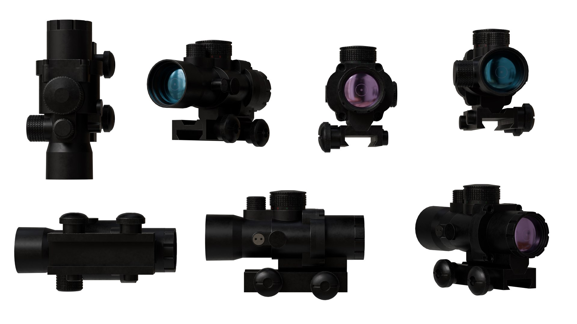 Realistic 2x Scope 3D model https://p.turbosquid.com/ts-thumb/6I/x7PBhU/Aq/angles/jpg/1739870871/1920x1080/fit_q87/ad74f3c921d387899c70feba8086b92b4a671cae/angles.jpg