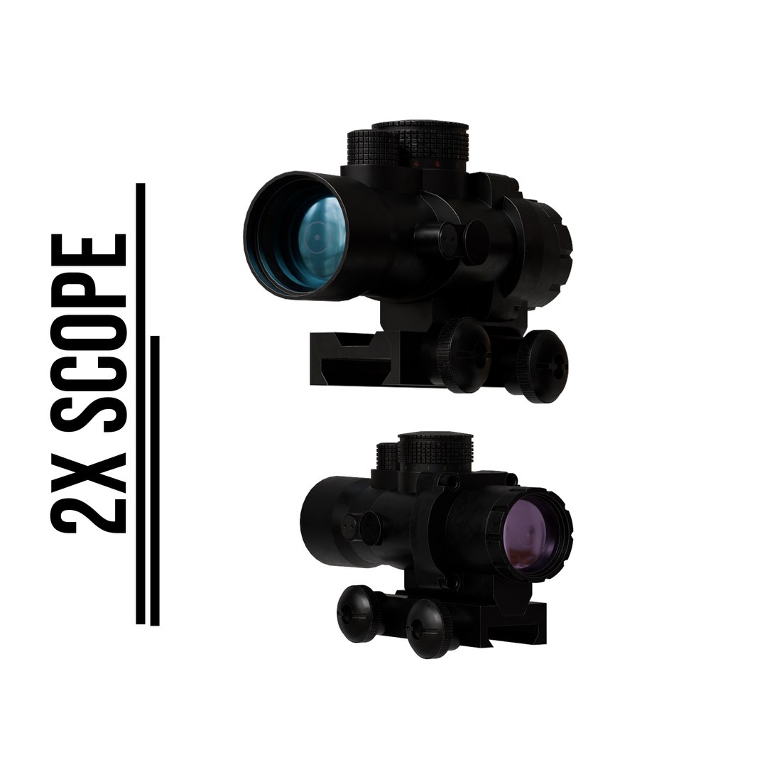 Realistic 2x Scope 3D model https://p.turbosquid.com/ts-thumb/6I/x7PBhU/BO/front4/jpg/1739870875/1920x1080/fit_q87/e9c410da085ae934d14e6cd6cf16e565dffc015f/front4.jpg