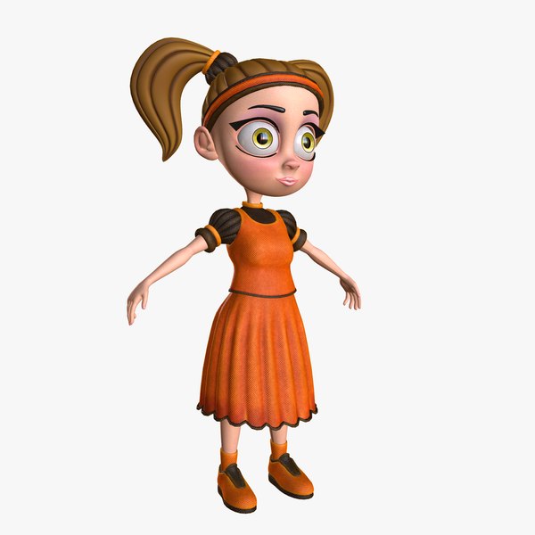 maria little cartoon girl 3d model