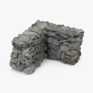 3D old dirty corner stone wall