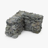 Old Dirty Corner Stone Wall 3D Model