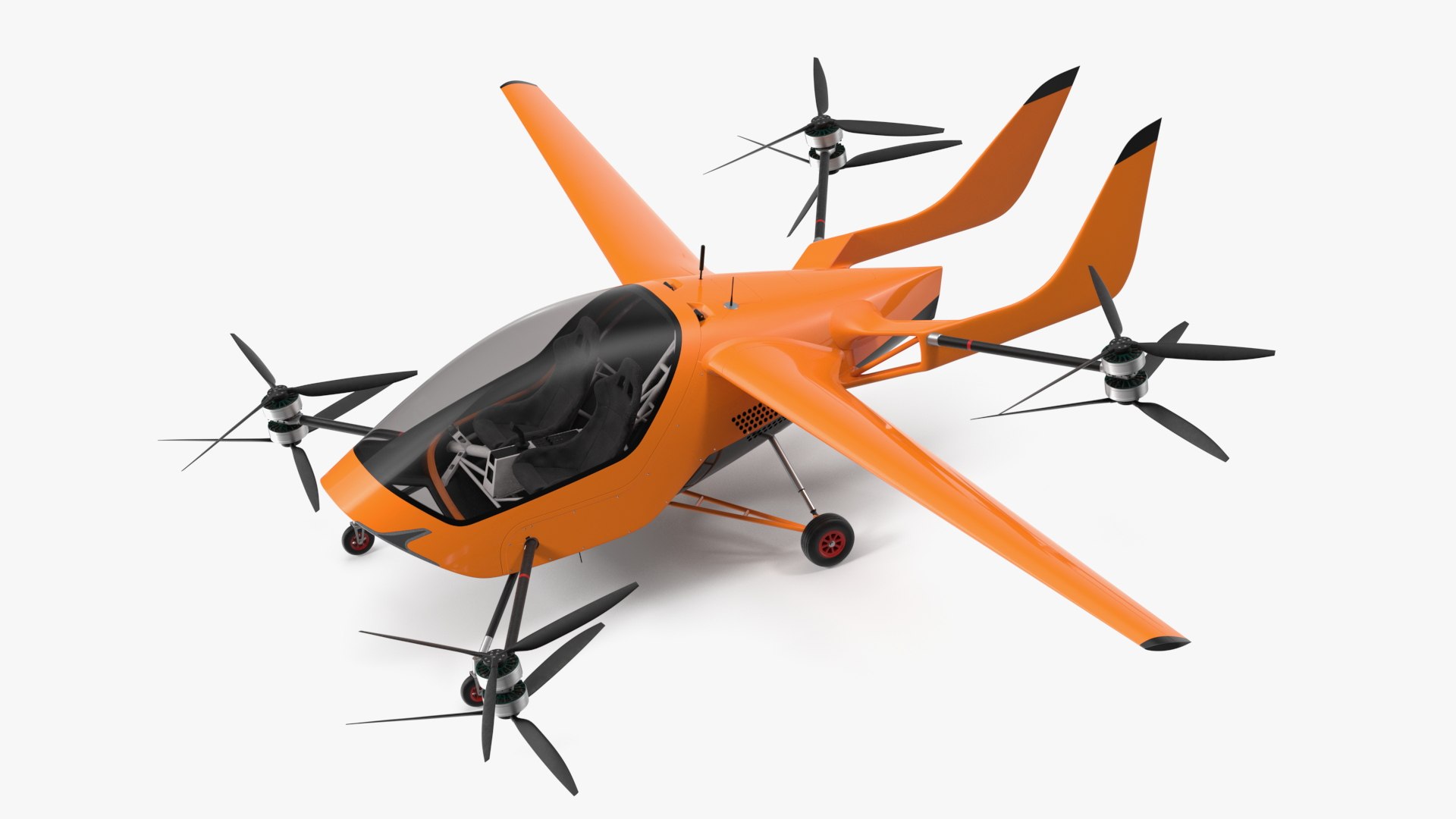 Sporty Two Seater Air Vehicle Rigged 3D model preview