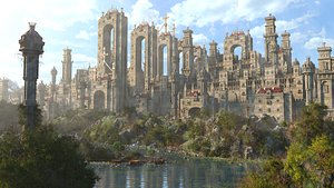 Ancient Castle City Environment 3D model