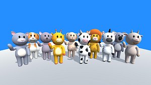 3D model Lowpoly Animal Characters Pack - Cartoon Rigged - 2