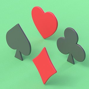 3D model playing card suits