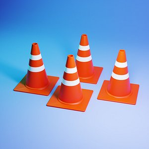 3d model of an orange cone to mark dangerous or prohibited areas