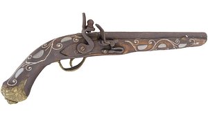 3d model flintlock pirate pistol -