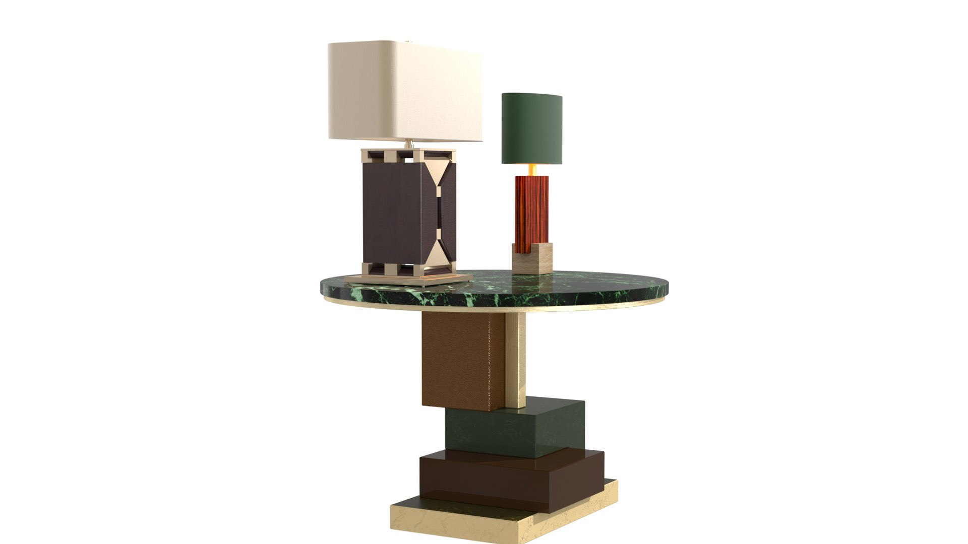 Custom round side table and lamp 3D model - TurboSquid 1892667