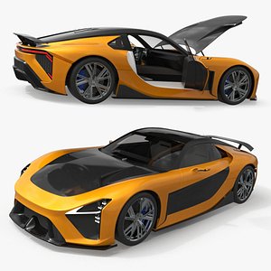 3D Modern Sport Coupe Veilside Style Orange Rigged