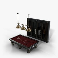 James Billiard Room Set - Pool Table Cabinet and Lamp