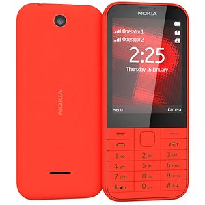 3d nokia 225 red model