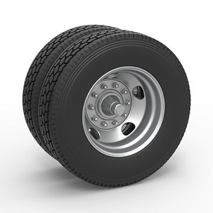 3D Diecast 5 Hole double wheel of trailer Scale 1 to 25 model