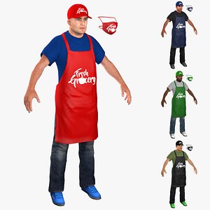 3D model Grocery workers