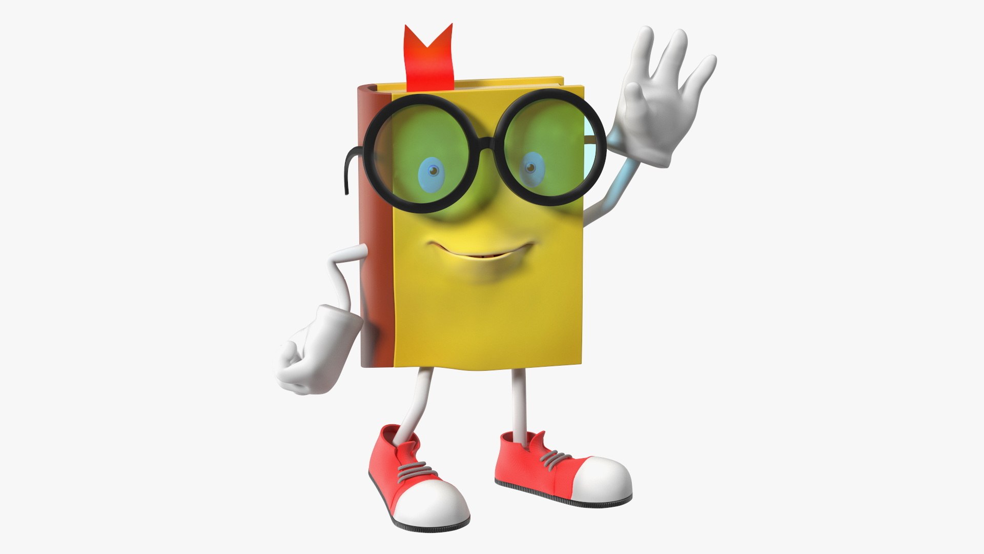 3D Yellow Book Character Waving Pose model - TurboSquid 2130059