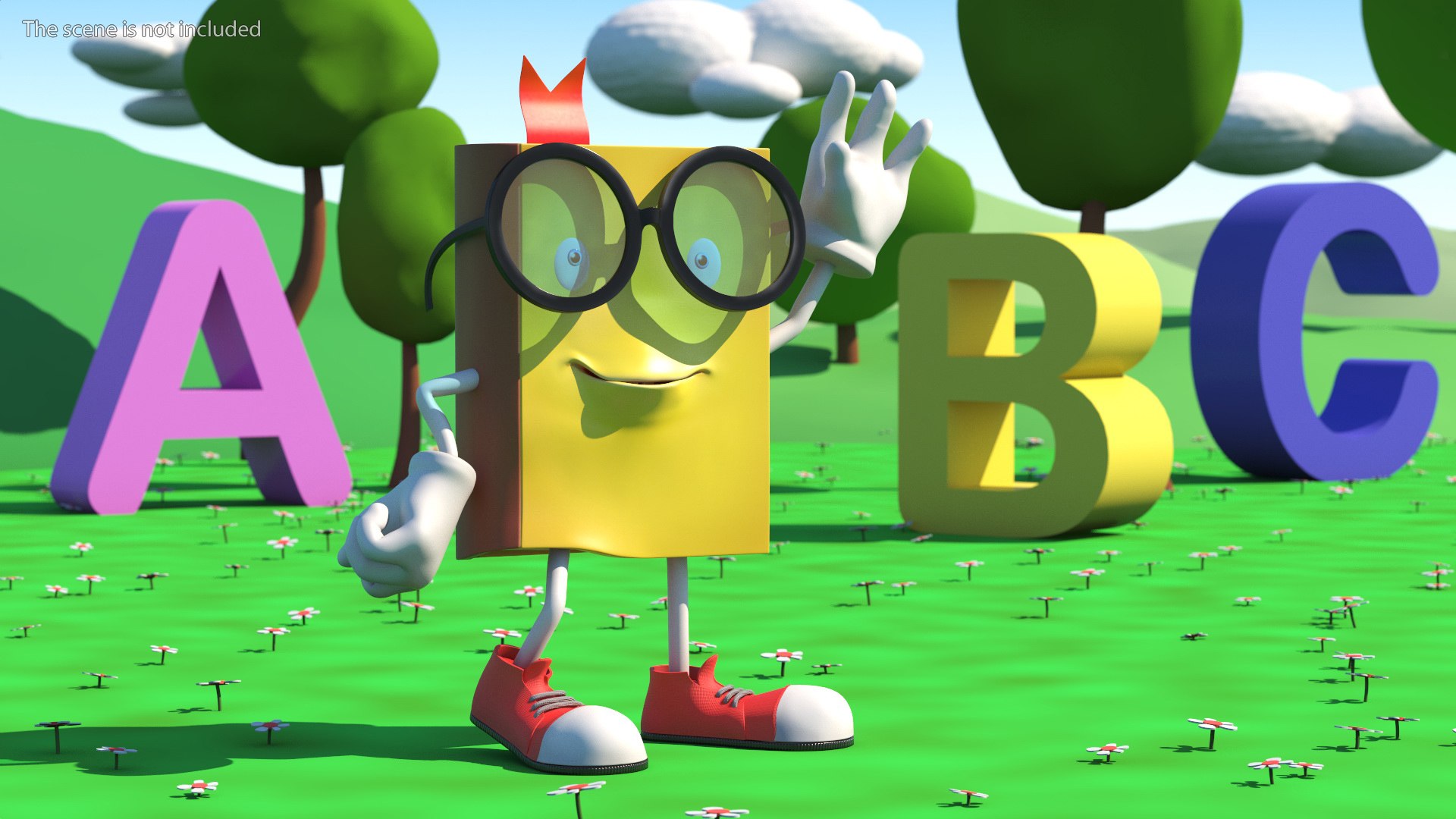 3D Yellow Book Character Waving Pose Model - TurboSquid 2130059