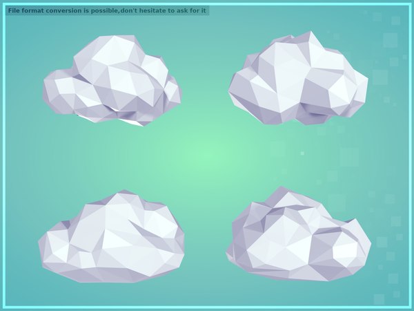 3D model Polygonal Cartoon Clouds