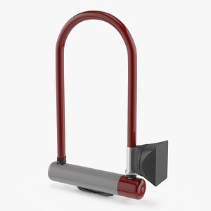 3D Steel Bike Lock D-Shape Red