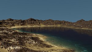 3D Rocky Hill And Lake model
