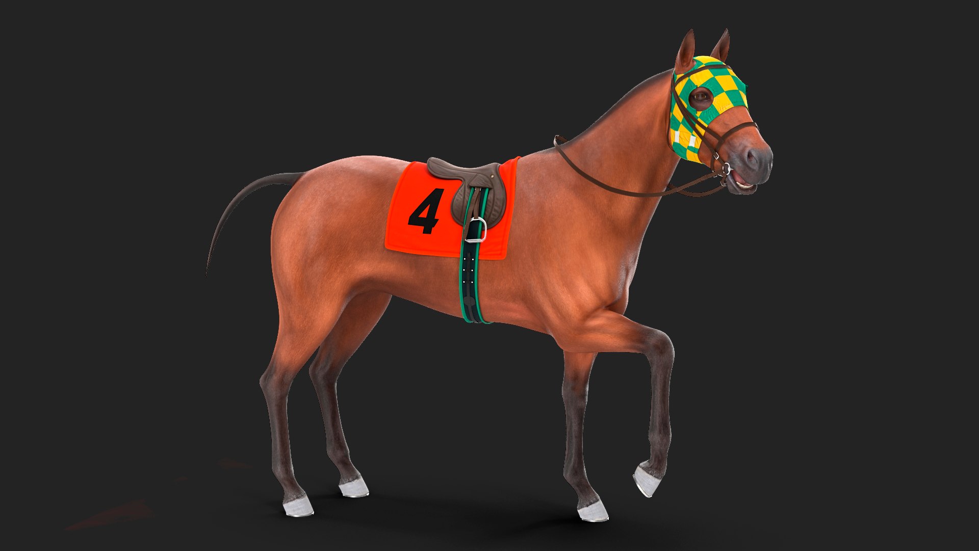 Bay Racehorse Rigged for Maya 3D model preview