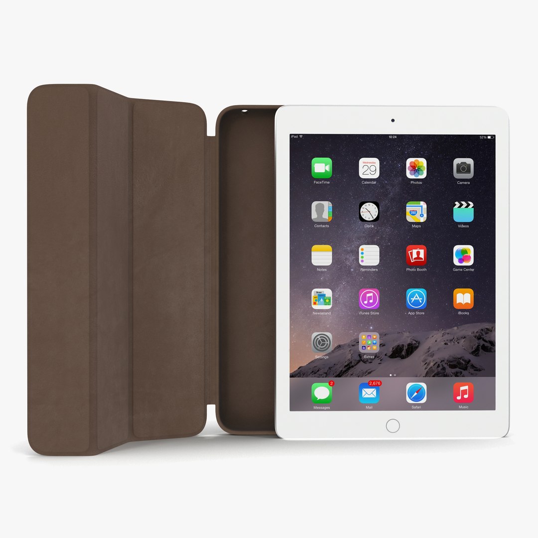 iPad Air 2 Silver and Smart Case 3D model preview