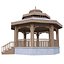 Gazebo de jardim de madeira em modelo 3D Low Poly PBR