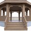 Gazebo de jardim de madeira em modelo 3D Low Poly PBR