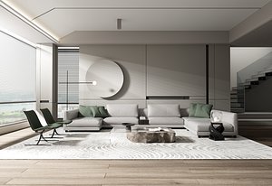 3D model Modern Minimalist Living Room Interior  Cinema 4D  Redshift