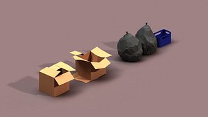 Post Apocalyptic Cardboard Box and Garbage