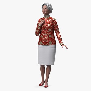 Asian Grandma Traditional Dress Standing