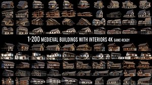 1 - 200 OLD MEDIEVAL HOUSES BUILDINGS PACK 4K GameReady