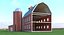 3D model farm scene barn cow