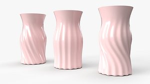 3D Realistic 3D pink coloured Vase set