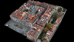 old classic town middle ages drone photogrammetry model
