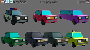 low poly cars 3D model