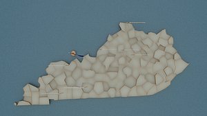 Kentucky detailed Map with Animated Flag