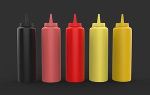 Ketchup and Mustard Bottles 3D model model