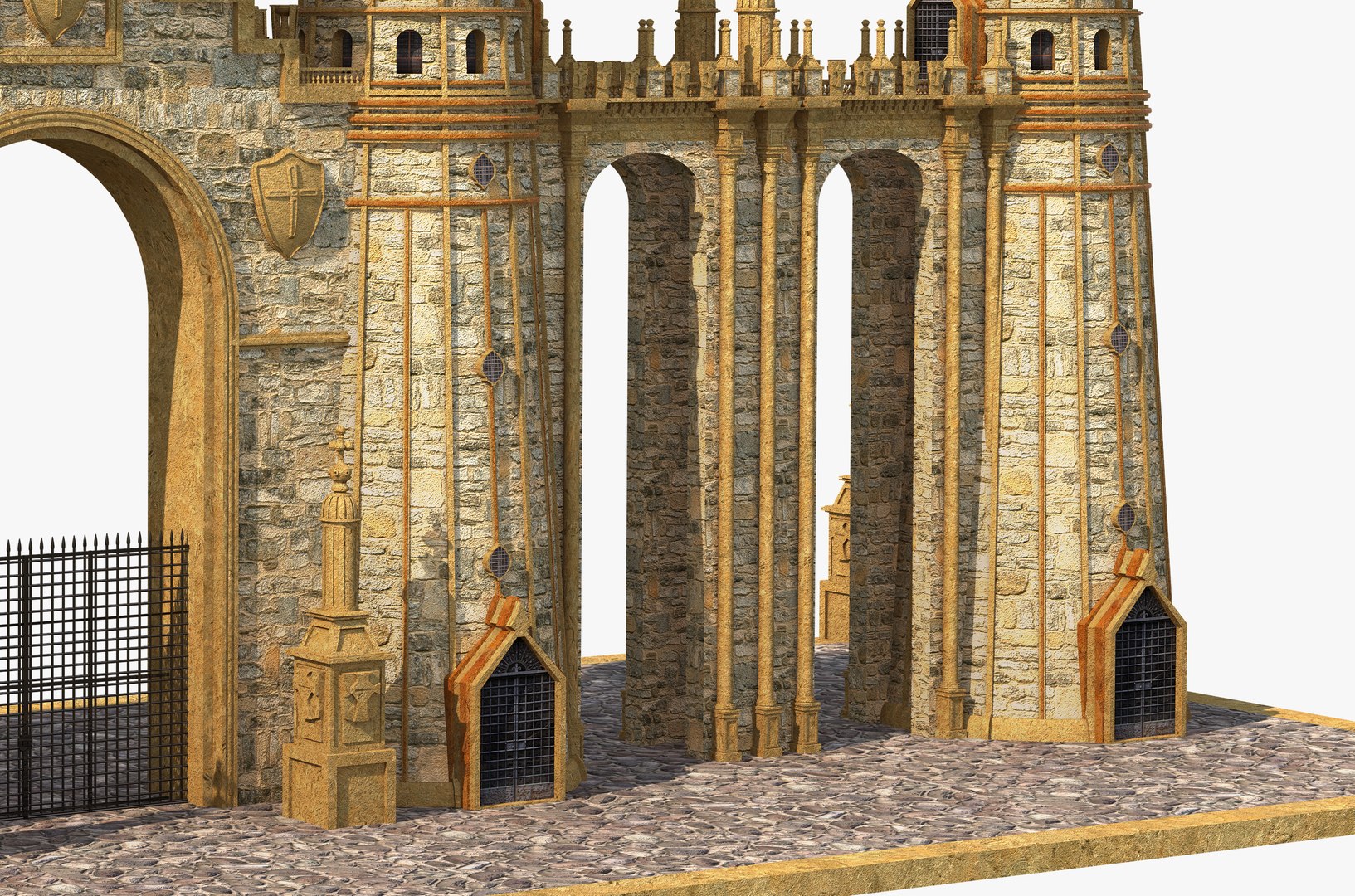 3D Fantasy Wall Gate Towers TurboSquid 1936555