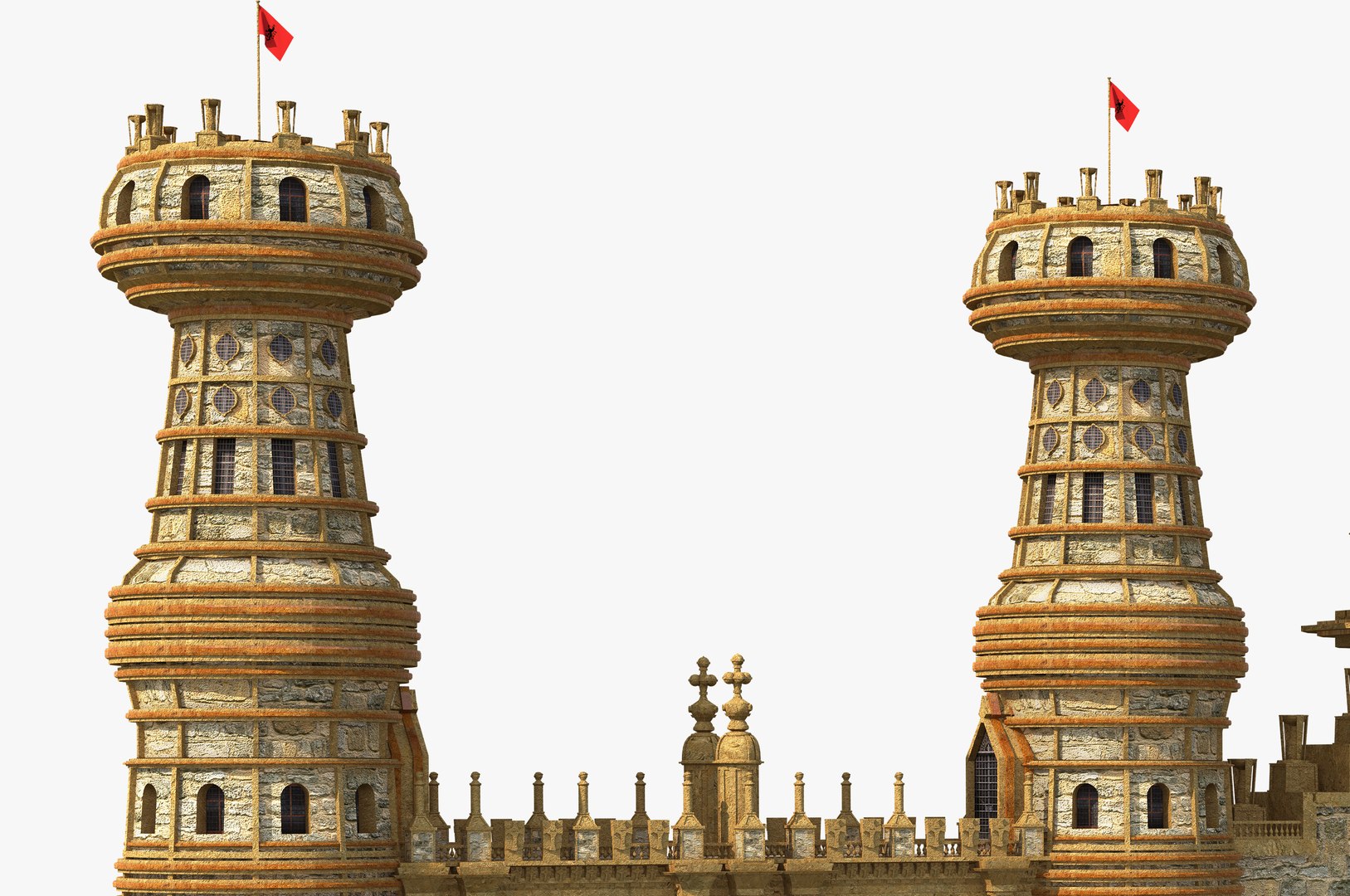 3D Fantasy Wall Gate Towers TurboSquid 1936555