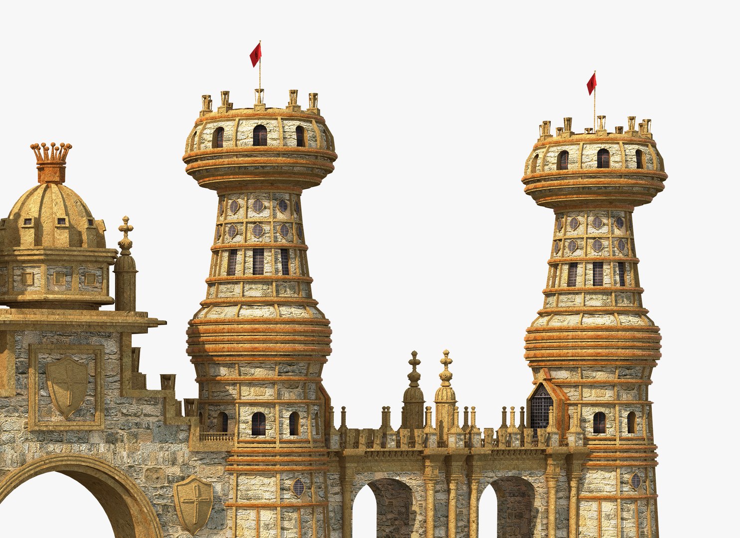 3D Fantasy Wall Gate Towers TurboSquid 1936555